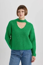 DEFACTO Relax Fit Choker Collar Thessaloniki Fabric Sweater