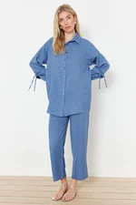 Trendyol Indigo Linen Look Woven Two Piece Set