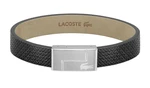 Lacoste Čierny kožený náramok Monogram Leather 2040185 17,5 cm