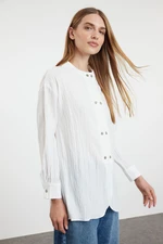 Trendyol Ecru Linen Look Plain Woven Shirt