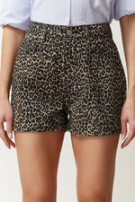 Trendyol Multicolored Leopard Print Brown Shorts & Bermuda