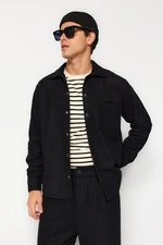 Trendyol Black Relaxed Fit Cashmere Snap Closure Winter Textured Jacket Shirt