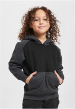 Boys' two-tone fake raglan hood with hood black/charcoal