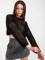 Oversized black openwork summer sweater