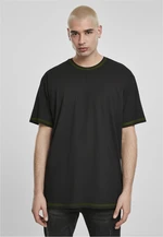 Heavy Oversized Contrast Stitch Tee Black/Electric Lime