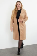 Trendyol Curve Beige Regular Fit Thick Cashmere Coat