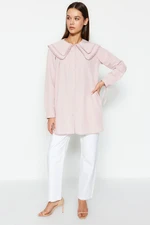 Trendyol Pink Collar Pompom Detailed Woven Shirt