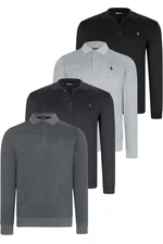 QUADRUPLE SET V4007 DEWBERRY MEN'S SWEATSHIRT-BLACK-NAVY-ANTHRACITE-GREY