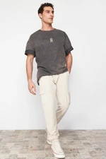 Trendyol Stone Regular Cut Sweatpants with Cargo Pockets and Elastic Legs