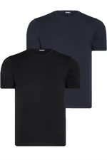 DUAL SET T8569 DEWBERRY BIKE COLLAR MENS T-SHIRT-BLACK-NAVY BLUE