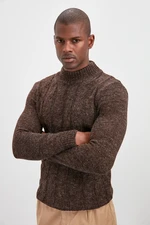 Trendyol Brown Slim Half Turtleneck Hair Knit Sweater