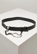 Imitation leather strap with metal chain black