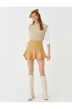 Koton Suede Look Flounce Mini Skirt