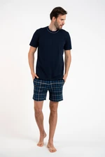 Men's pyjamas Ruben, short sleeves, shorts - navy blue/print