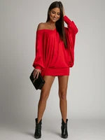 Fashionable basic red bat dress