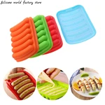 Silicone world Kitchen Sausage Maker Mould 6 Grids Silicone DIY Ham Hot Dog Making Mould Household Sausages Cake Baking Tools