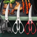 Stainless Steel Korean Barbecue Scissors Kitchen Multi-functional Anti Slip Serrated Scissors Thickened Chicken Steak Scissors