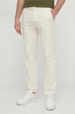 Nohavice Pepe Jeans SLIM CHINO pánske, béžová farba, priliehavé, PM211655