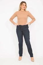 Şans Women's Navy Blue Plus Size 5 Pocket Lycra Jeans