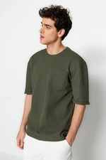 Trendyol Men's Khaki Relaxed Crew Neck Short Sleeve Pocket Label Detail T-Shirt