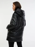 Orsay Women's Black Quilted Faux Leather Coat - Women