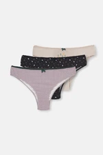 Dagi Gray 3-Pack Patterned Cotton Brazillian