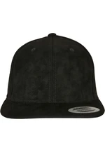 Suede Leather Snapback Black