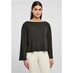 Women's short modal neckline Bateau with long sleeves, black