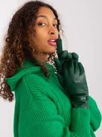 Dark green gloves with eco-leather