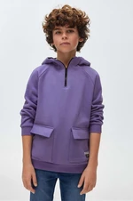 Dětská mikina Mayoral fialová barva, s kapucí, hladká