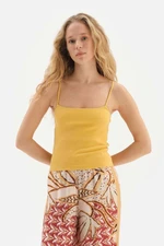 Dagi Mustard Thin Straps Rib Singlet