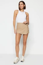 Trendyol Mink Tie and Eyelet Detail Woven Shorts Skirt