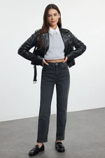 Trendyol Anthracite Normal Waist Slim Mom Jeans