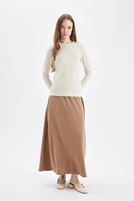 DEFACTO A Cut Scuba Diving Fabric Basic Maxi Skirt