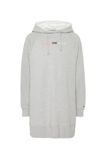 Tommy Jeans Šaty - TJW LOGO HOODIE DRESS sivé