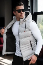 17736 Dewberry Removable Hooded Mens Vest-STONE