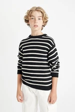 DEFACTO Boy's Crew Neck Striped Cotton Knit Sweater