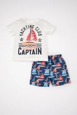 DEFACTO Baby Boy Sea Printed Short Sleeve T-Shirt Shorts 2-Piece Set