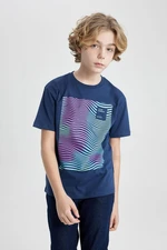 DEFACTO Boys' Crew Neck Printed Short Sleeve T-Shirt