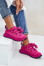 Suede Women's Thick Lacing Sneakers Artiker Fuchsia