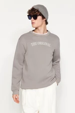 Trendyol Grey Regular/Normal Cut Inside Polar Fleece/Warm Text Printed Sweatshirt