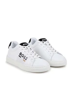 Dětské kožené sneakers boty BOSS bílá barva, J51310