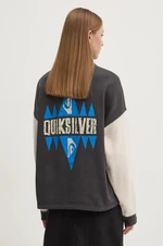 Bavlněná mikina Quiksilver Block Screen dámská, šedá barva, s potiskem, EQYFT04992