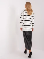 Black and ecru women's oversize striped sweater