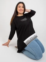 Black plus size tunic with slogan print