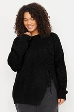 Trendyol Curve Black Tie Detail Knitted Sweater