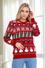 88147 Dewberry Christmas Womens Sweater-RED-1