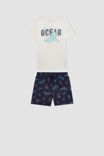 DEFACTO Boy's Printed Short Sleeve T-shirt Sea Shorts 2-Piece Set