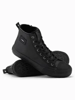 Ombre Men's high-top sneakers with decorative toe box - black