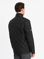 Ombre BIKER men's insulated jacket quilted in a diamond pattern - black